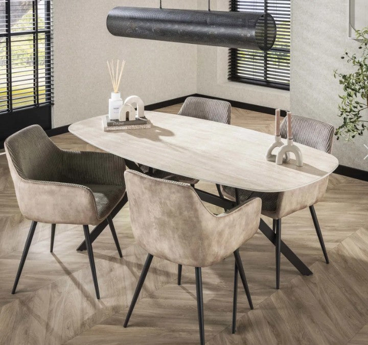 Fauteuil – Tissu nervuré Rock sable