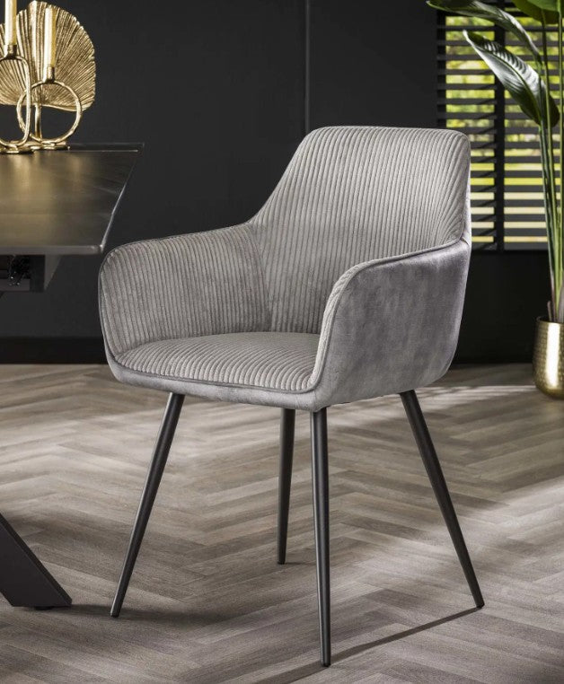 Fauteuil – Tissu nervuré Rock argent