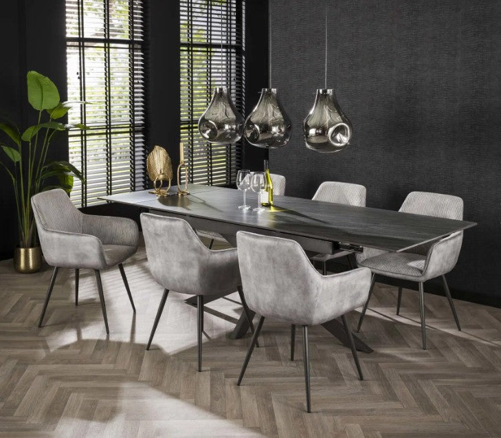 Fauteuil – Tissu nervuré Rock argent