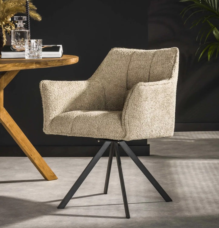 Fauteuil pivotant – Bouclé sable