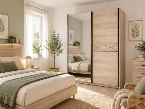 Armoire dressing portes coulissantes, une miroir et l'autre pleine décorée ou non