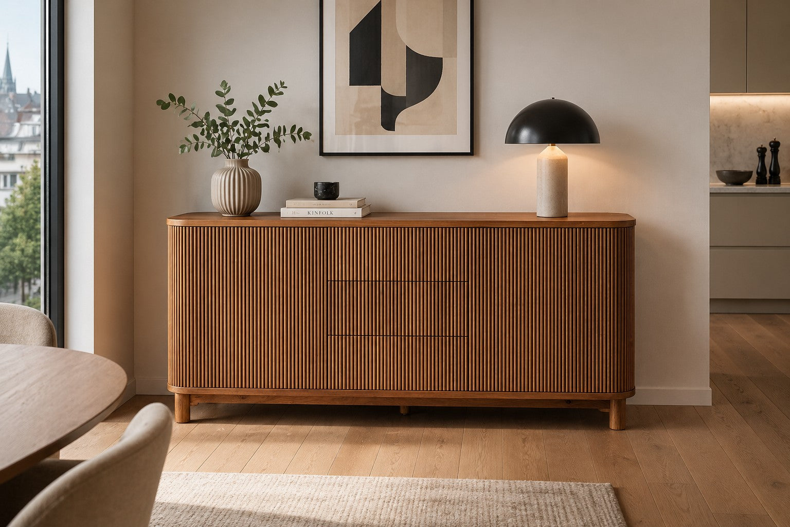 Buffet en chêne huilé design moderne pour intérieur élégant