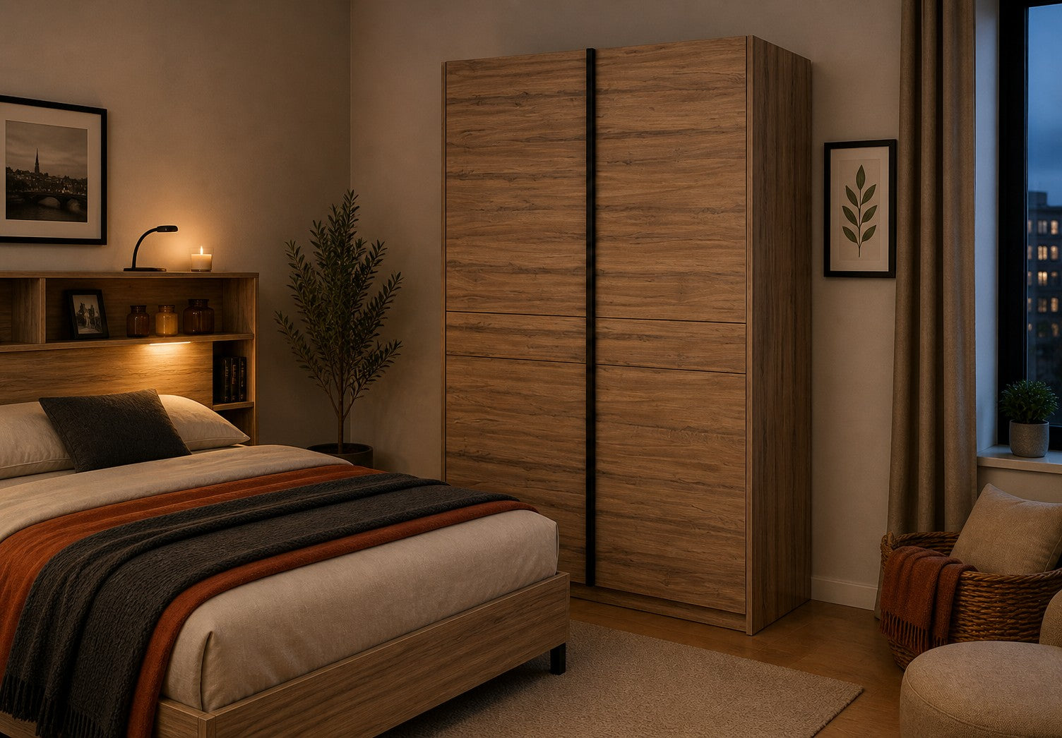 Armoire dressing portes battantes pleines décorées ou non